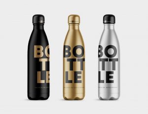 Free Metallic style Drinking Water Bottle Mockup
