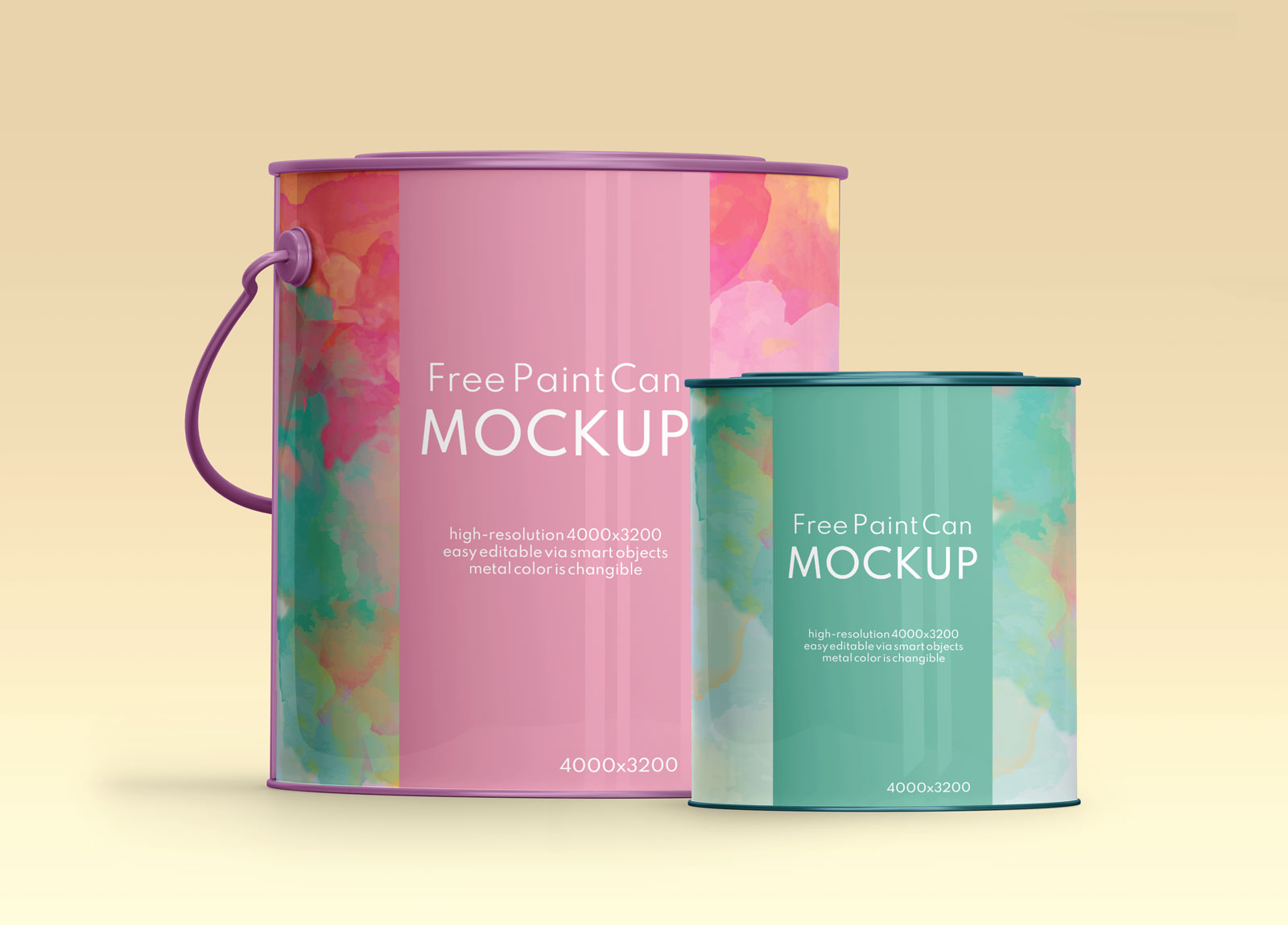 Free Paint Tin Can Mockup PSD Set