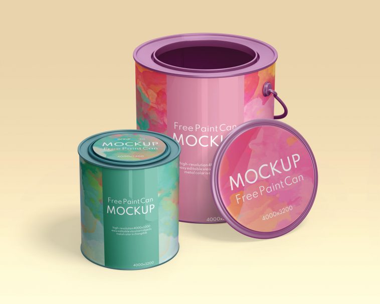 Download Free Paint Tin Buckets Mockup Set Free Package Mockups