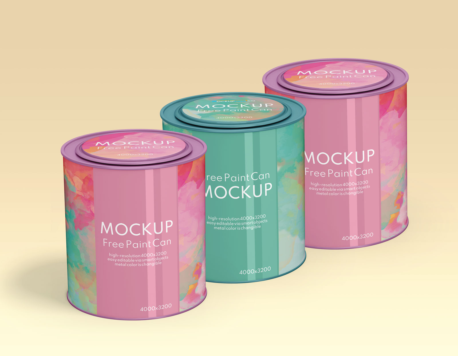 Free Paint Tin Can Mockup PSD Set