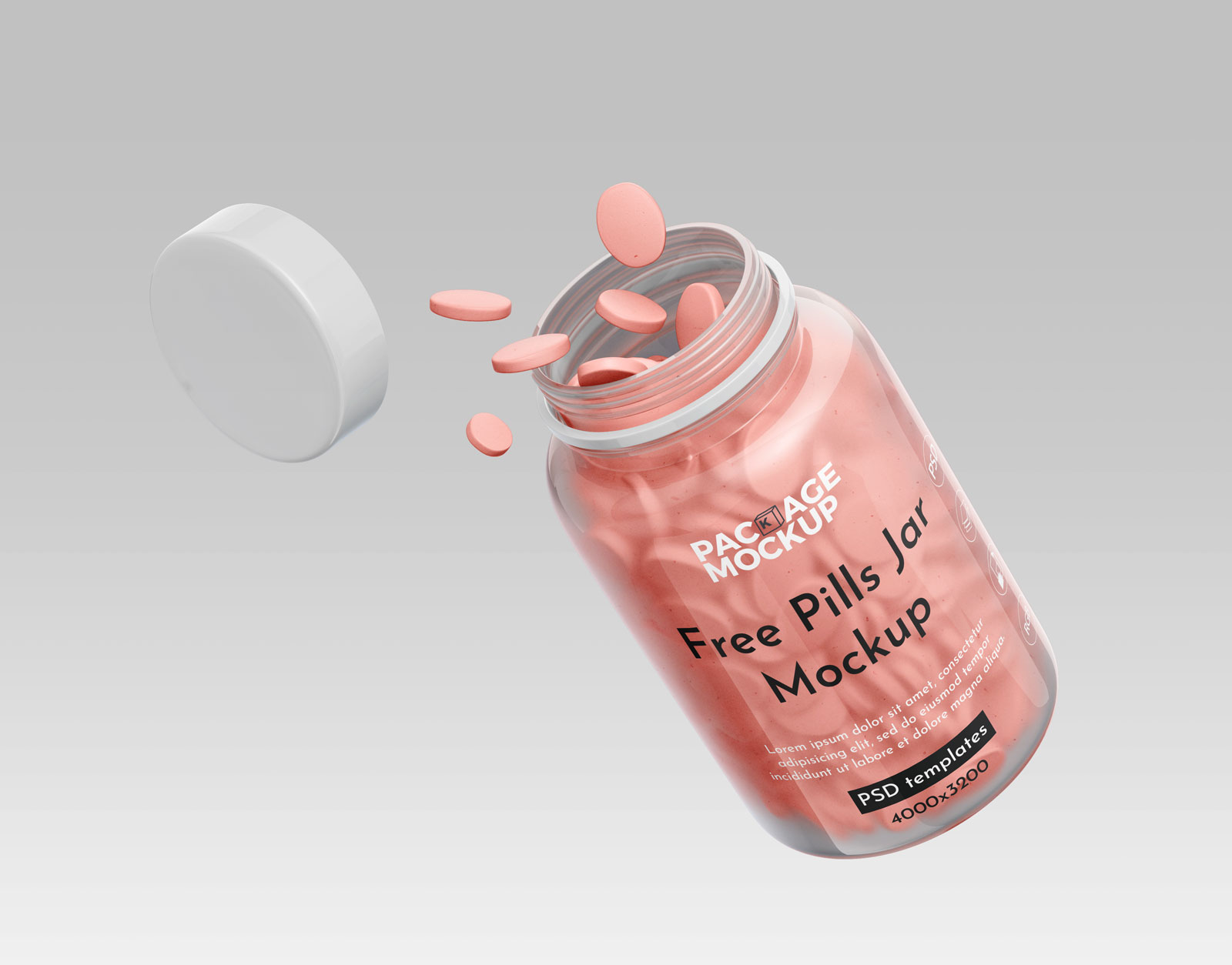Transparent Pill Jar Plastic Bottle Mockup