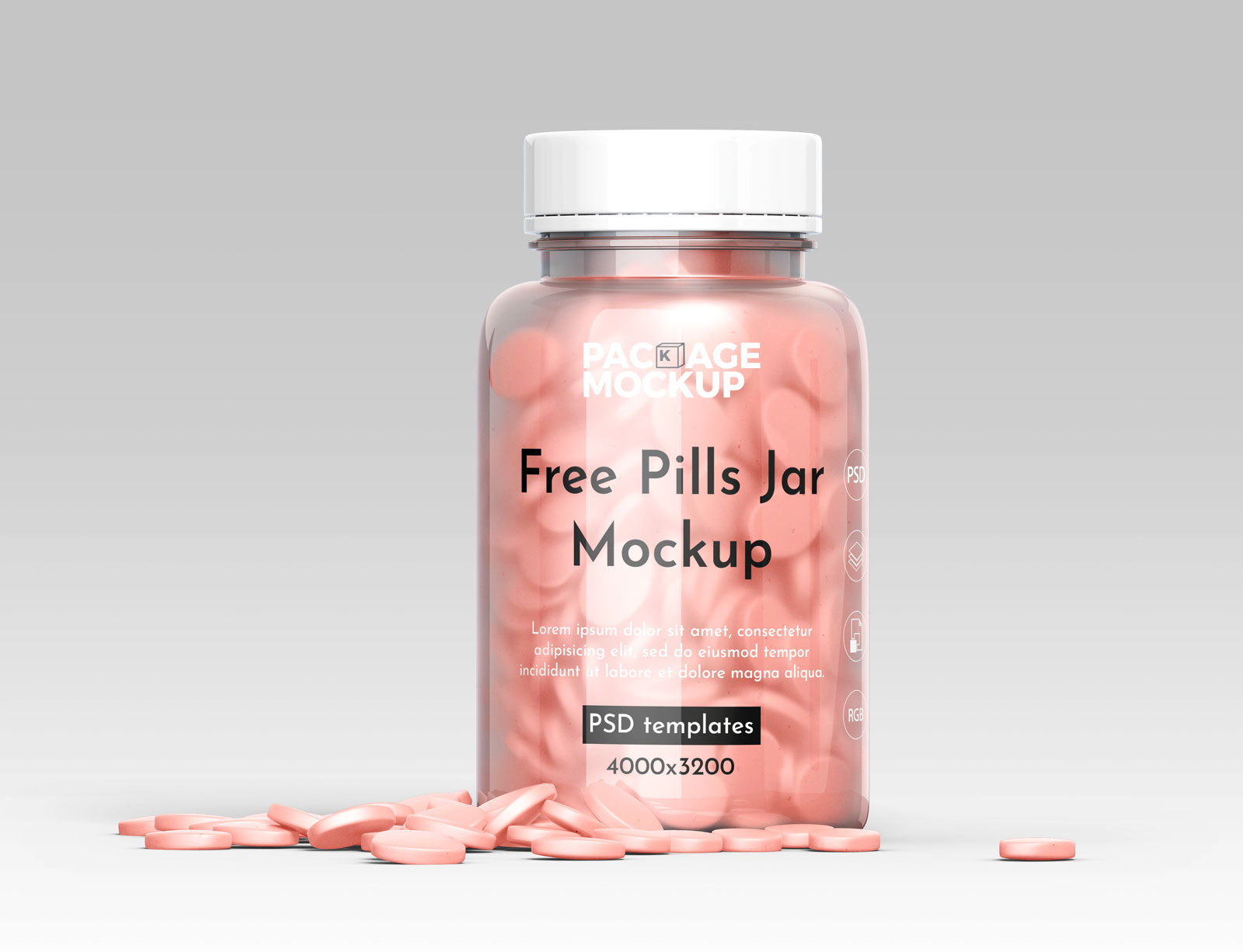 Download 3 Free Transparent Pill Jar Plastic Bottle Mockup Package Mockups