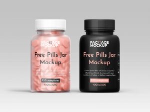 Transparent Pill Jar Plastic Bottle Mockup