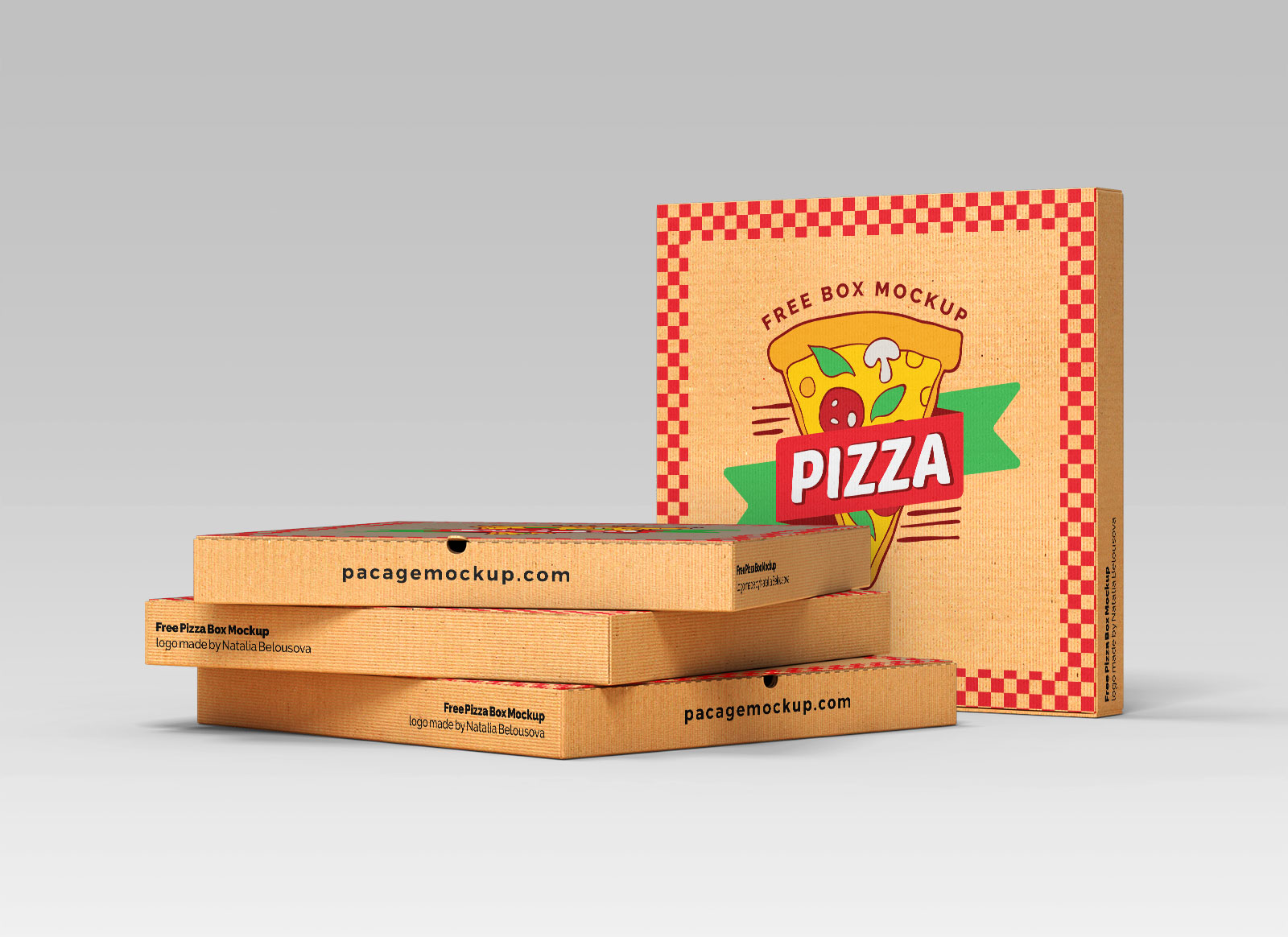 Open and Closed Pizza Box Packaging Mockup 3 Set