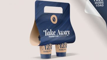 Free Takeaway Coffee Cups Holder Mockup