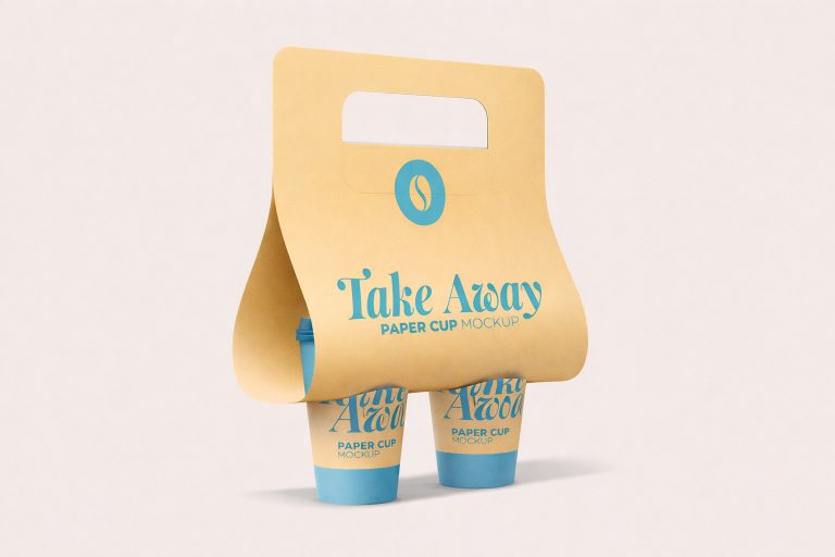 Package Mockup Free Takeaway Coffee Cups Holder Mockup