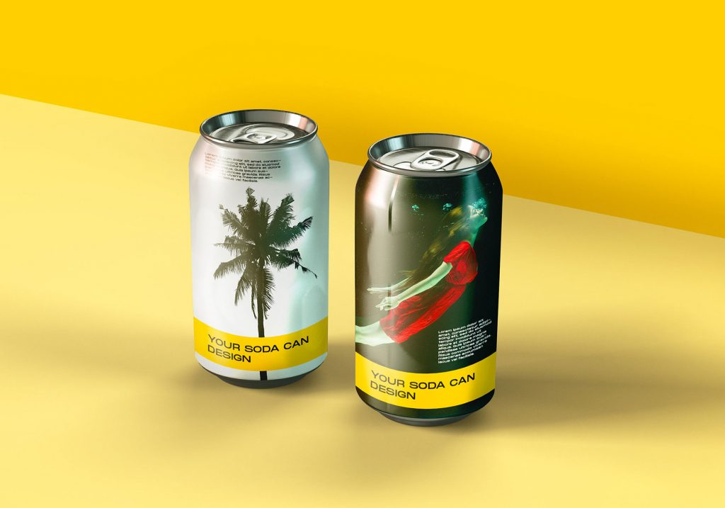Dual Soda Tin Can Mockup