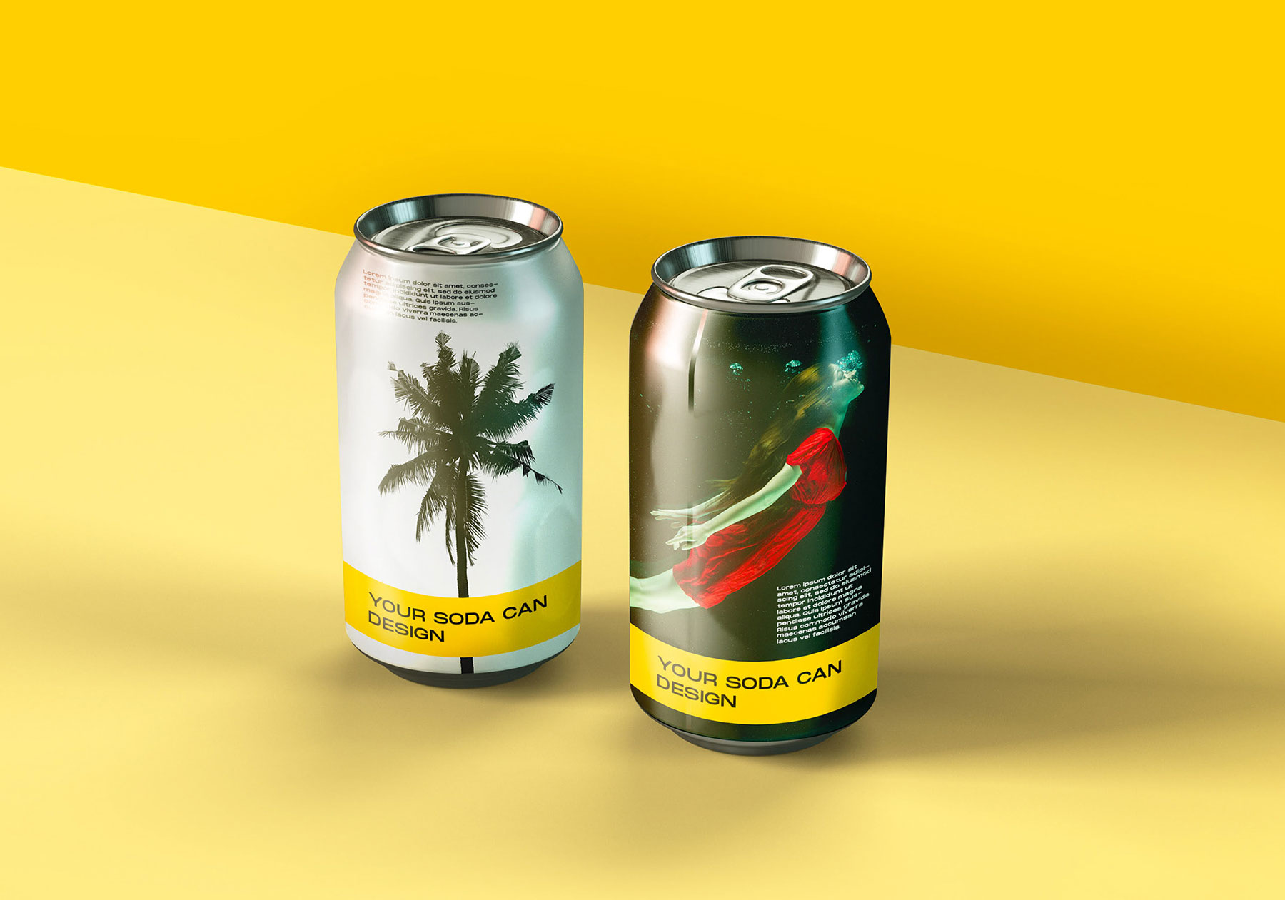 Dual Soda Tin Can Mockup