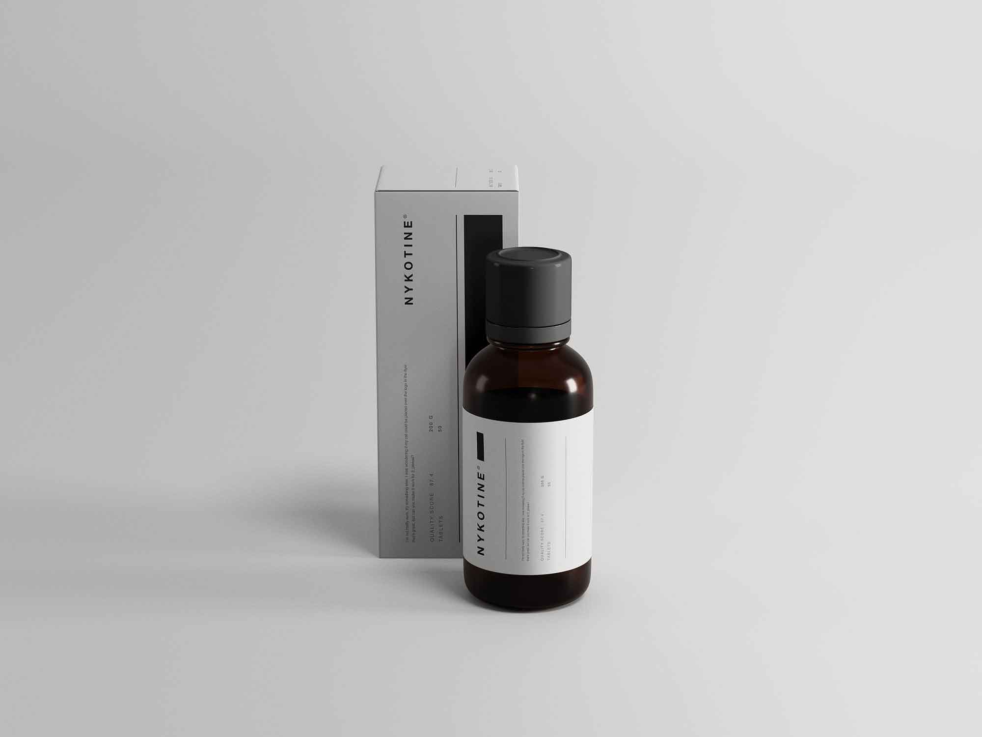 Medicine Bottle and Box Packaging Mockup