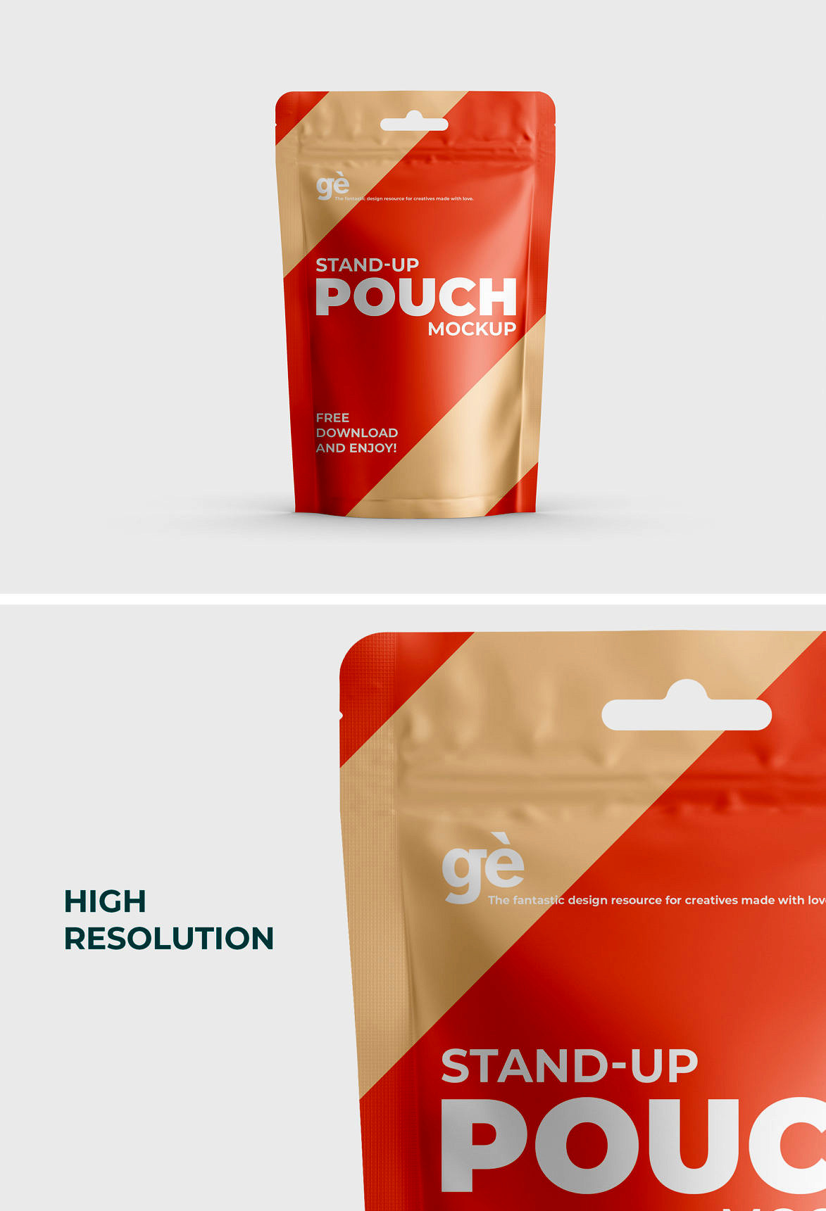 Hang Hole stand up Pouch Packaging Mockup