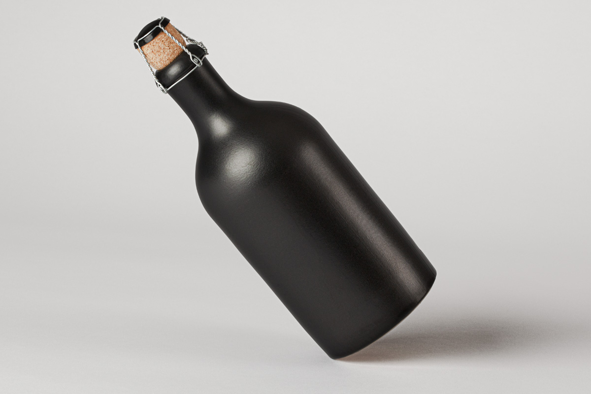 Free Ceramic Premium Dark Drink Bottle Mockup