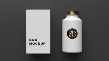 Copper Foil Bottle and Box Packaging Mockup