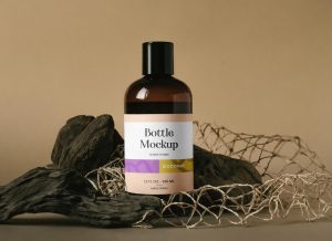 Amber Plastic Bottle Mockup