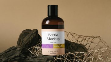 Amber Plastic Bottle Mockup