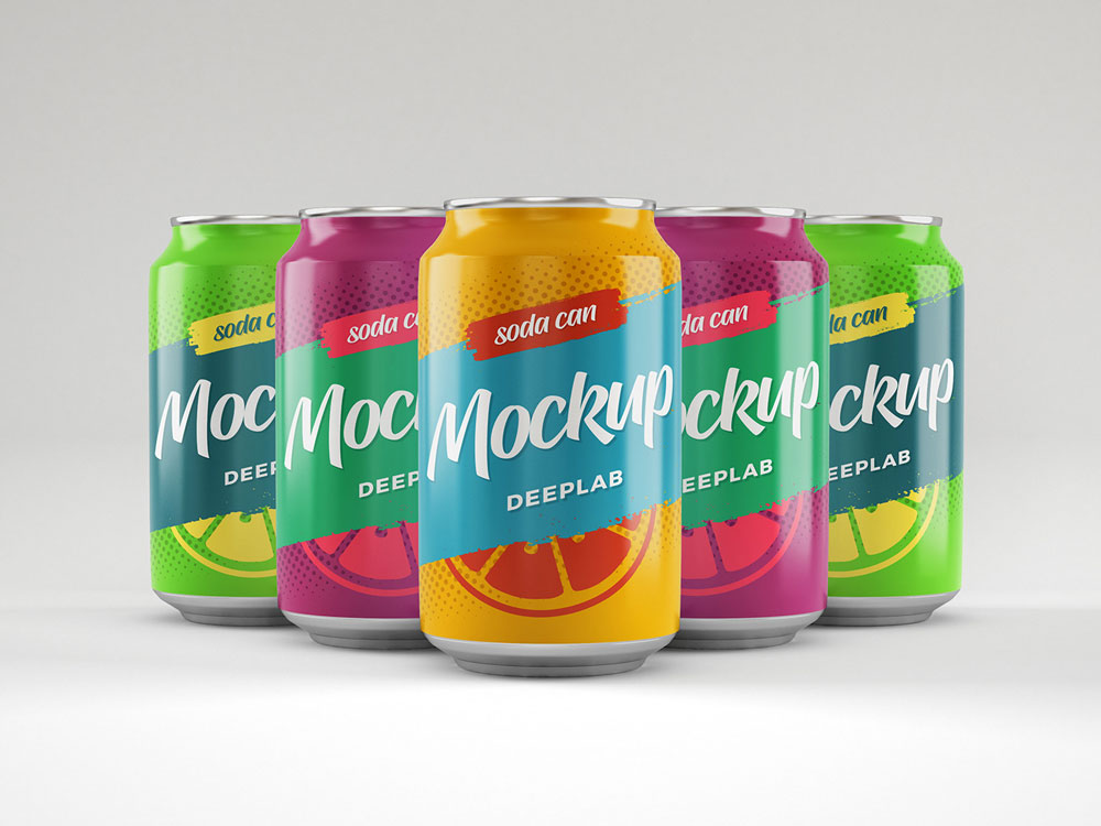 Free Soda Can Mockups Set