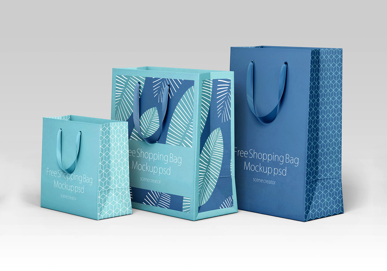 Free 3 Size Shopping Bags Free Branding Mockup set - Package Mockups