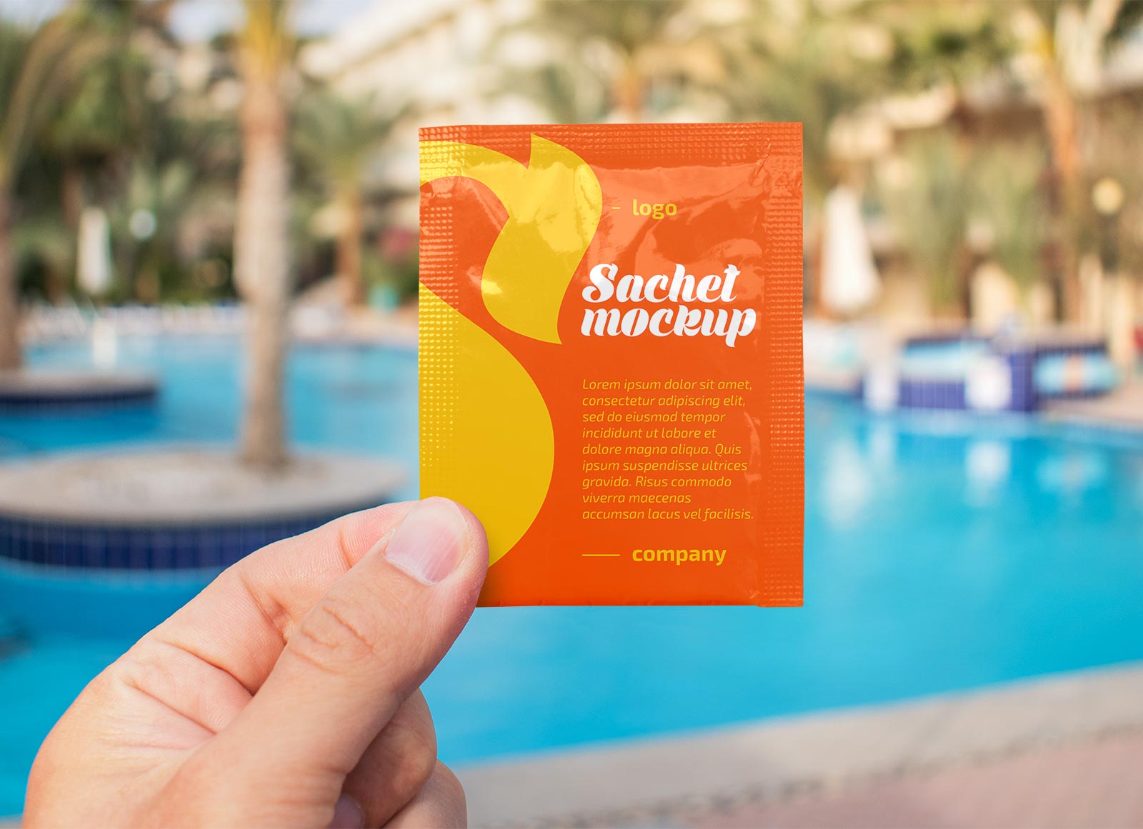 Hand Holding Sachet Pouch Packet Mockup