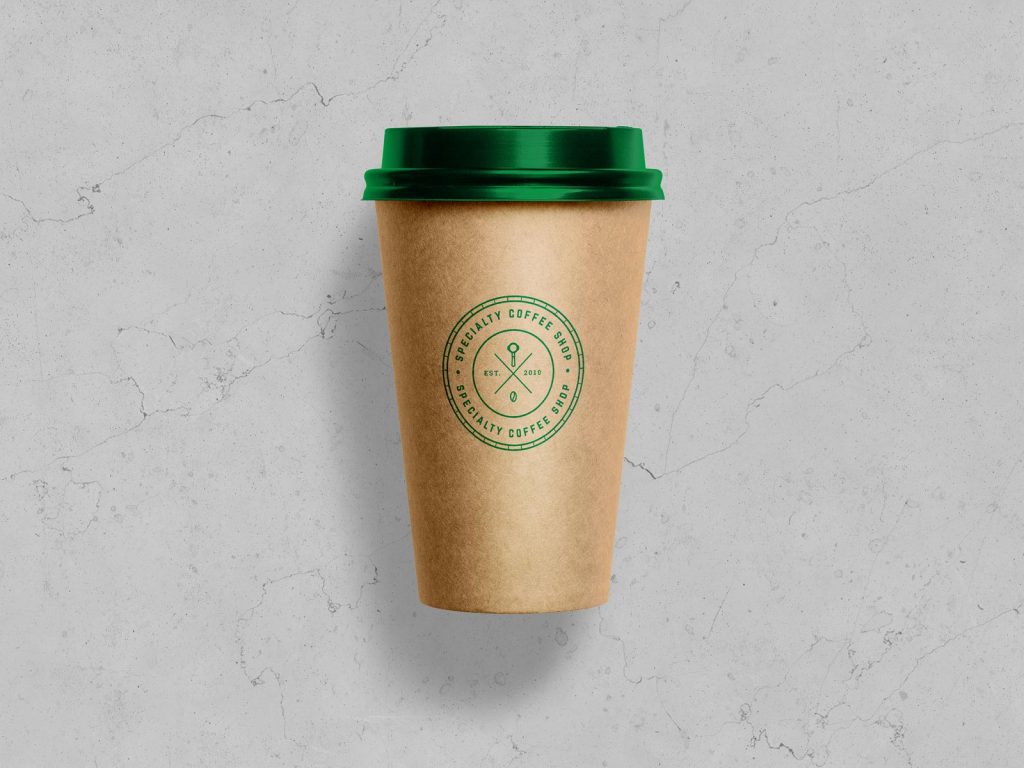 Free Kraft Paper Coffee Cup Mockup