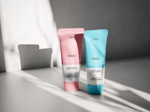 Free Shadow Overlay Cosmetic Tube Mockup PSD Set