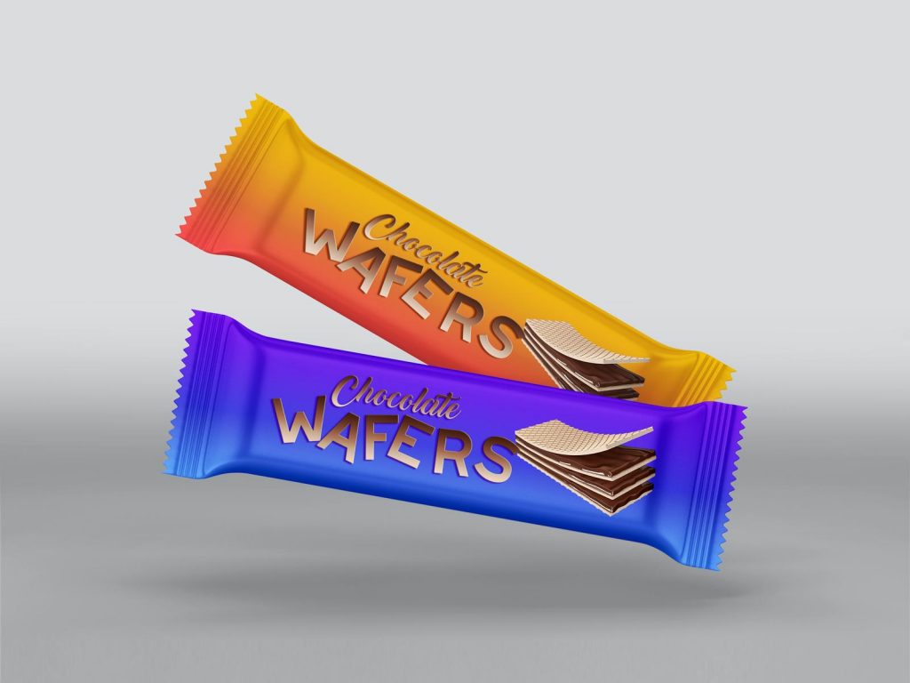 Free Wafers Chocolate Bar Packaging Mockup PSD