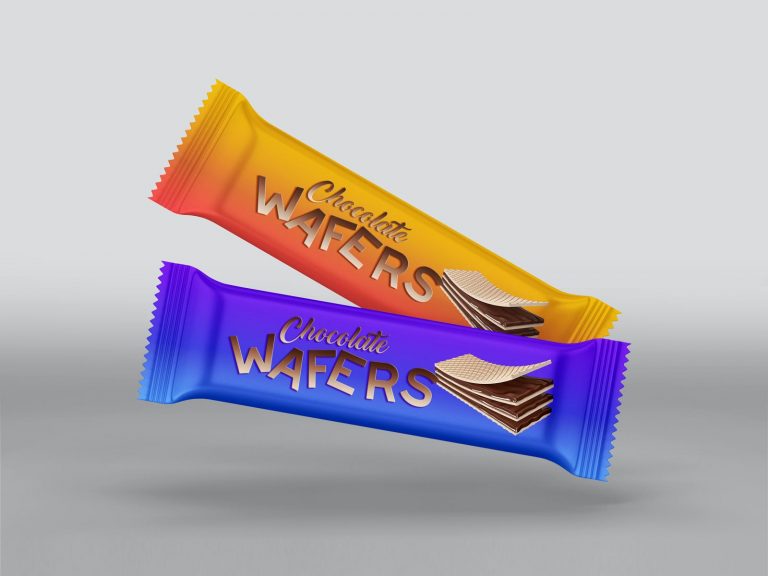 Free Wafers Chocolate Bar Packaging Mockup PSD