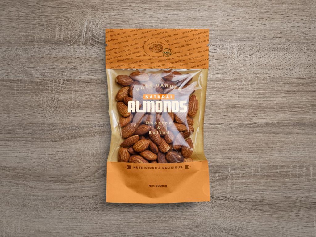 Download Free Window Pouch Almond Packaging Mockup Free Package Mockups