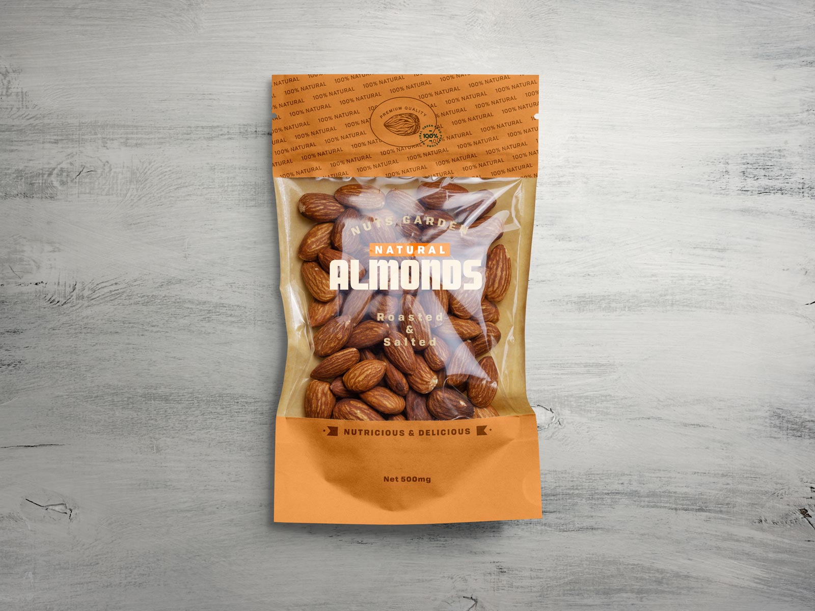 Free Window Pouch Almond Packaging Mockup