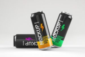 Glossy Slim Soda Can Mockup Set