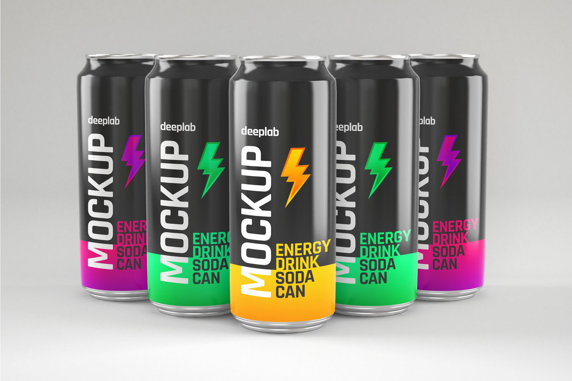 Glossy Slim Soda Can Mockup Set