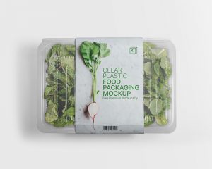 Salad and Veggie Packaging Clear Plastic Container Mockup