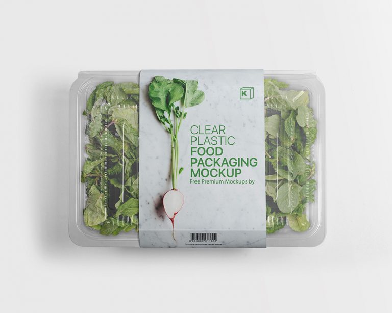 Salad and Veggie Packaging Clear Plastic Container Mockup