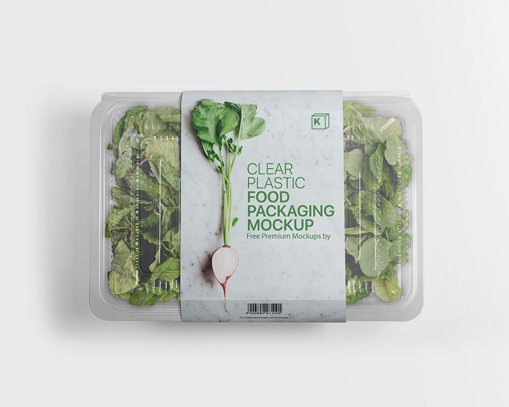 Download Salad And Veggie Packaging Clear Plastic Container Mockup Package Mockups