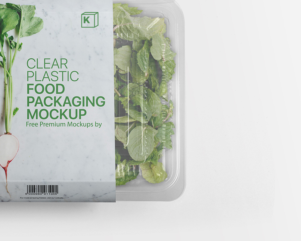 Salad and Veggie Packaging Clear Plastic Container Mockup