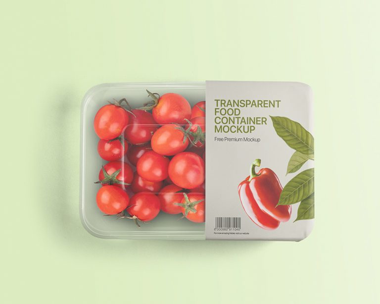 Free Transparent Tomato Packaging Container Mockup
