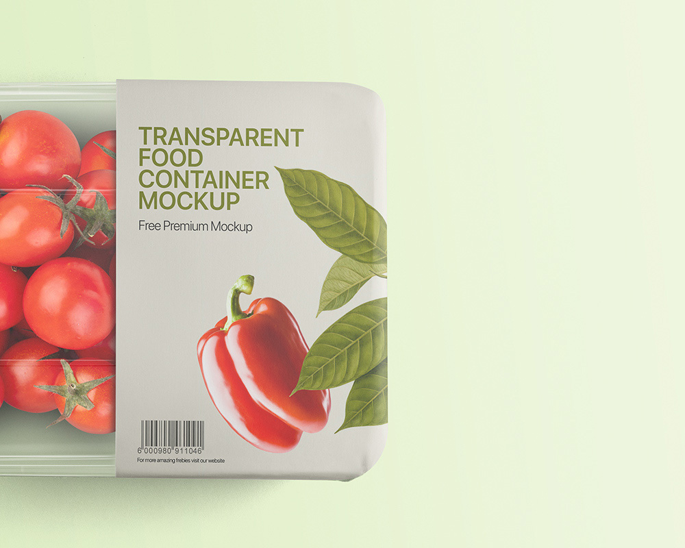 Free Transparent Tomato Packaging Container Mockup