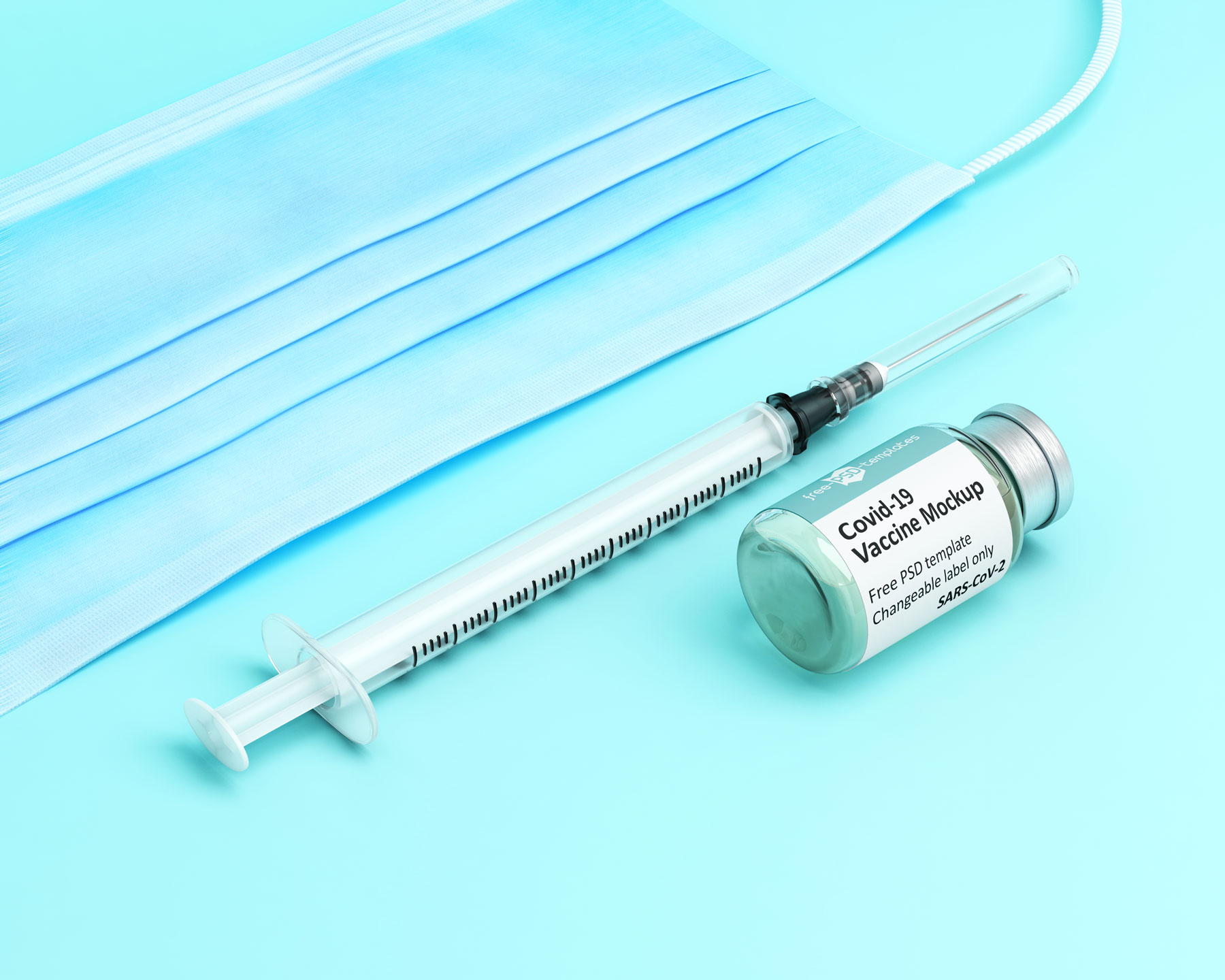 Free Covid Vaccine Vial Injection Syringe Mockups Set