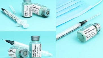 Free Covid Vaccine Vial Injection Syringe Mockups Set