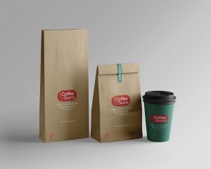 Kraft Paper Coffee Bean Bag Mockup