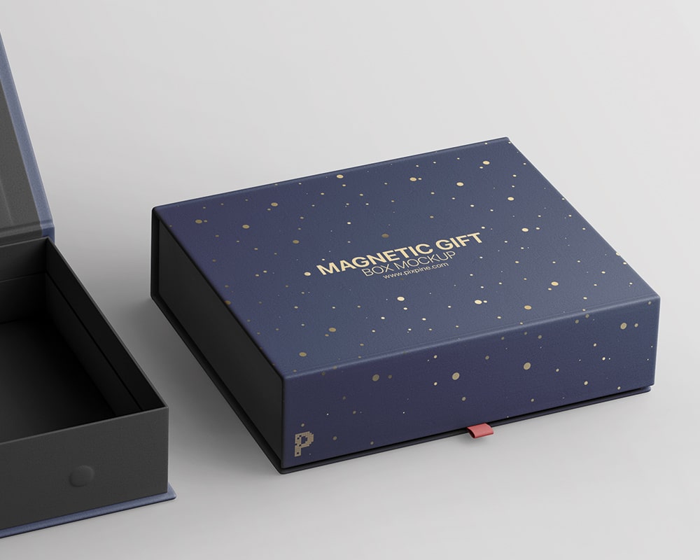 Free 2 Magnetic Gift Box Mockup Scene