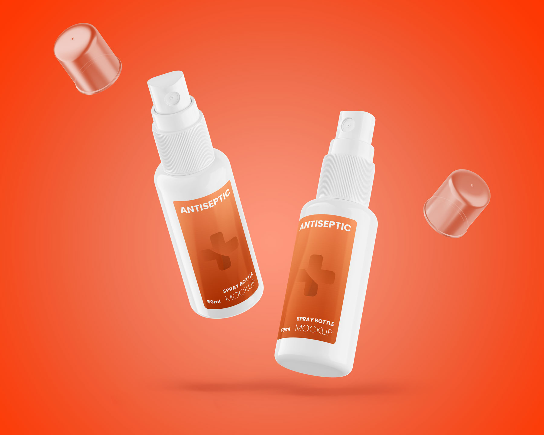 Free Antiseptic Spray Bottle Mockup PSD Set