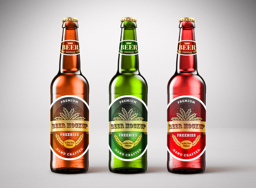 Colorful Beer Bottle Mockup