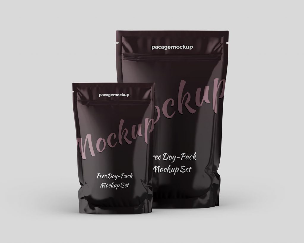 A set of Free Standup Pouch Food Packaging Mockup