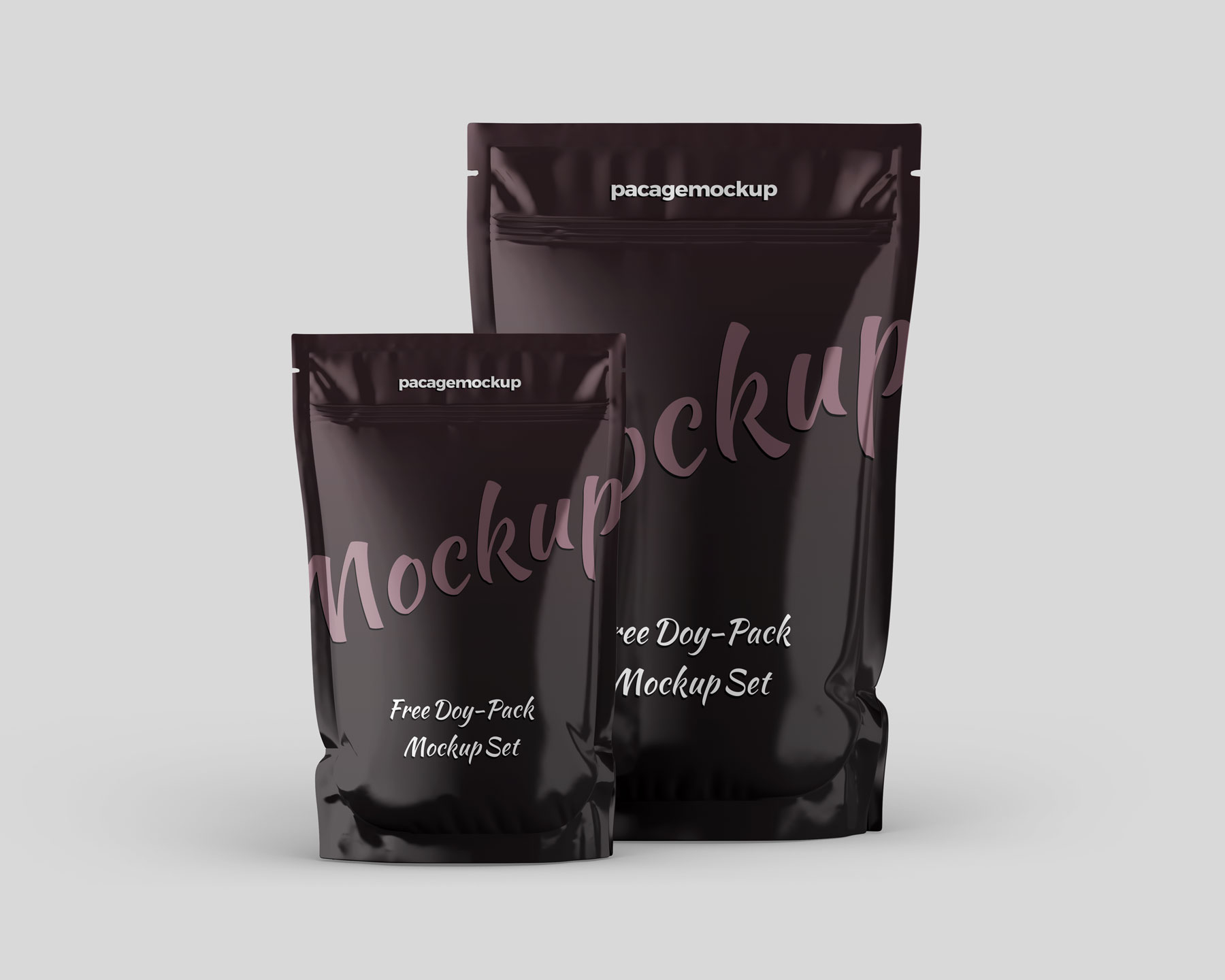 A set of Free Standup Pouch Food Packaging Mockup