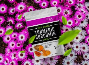 Free Standing Pouch On Flowers Scene Mockup