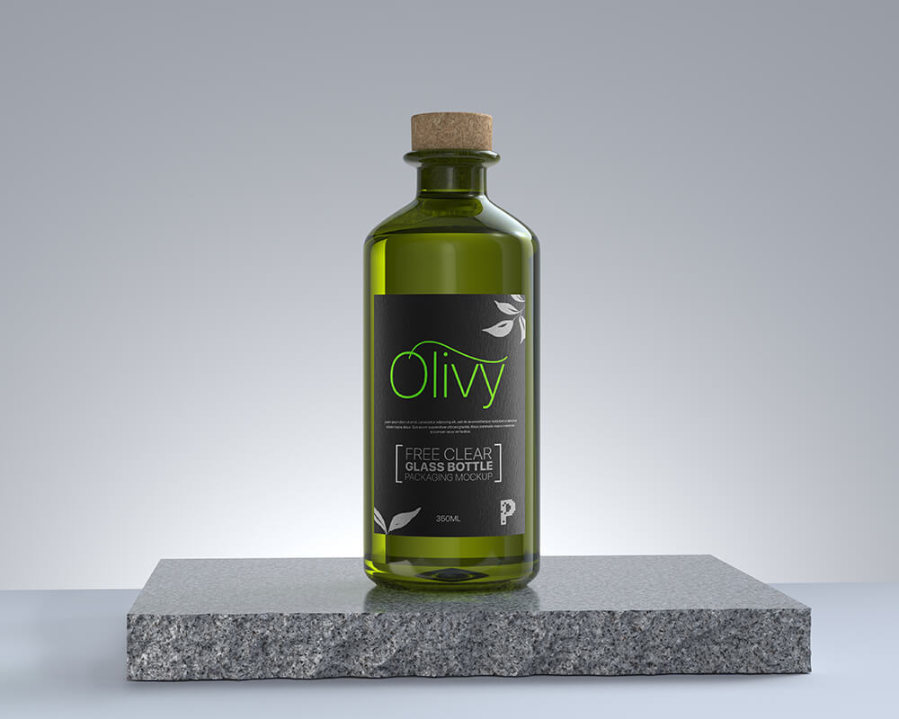 Free Clear Glass Bottle Mockup