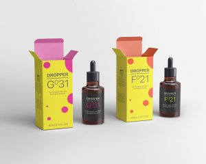 2 Dropper Bottle with Packaging Box Mockup