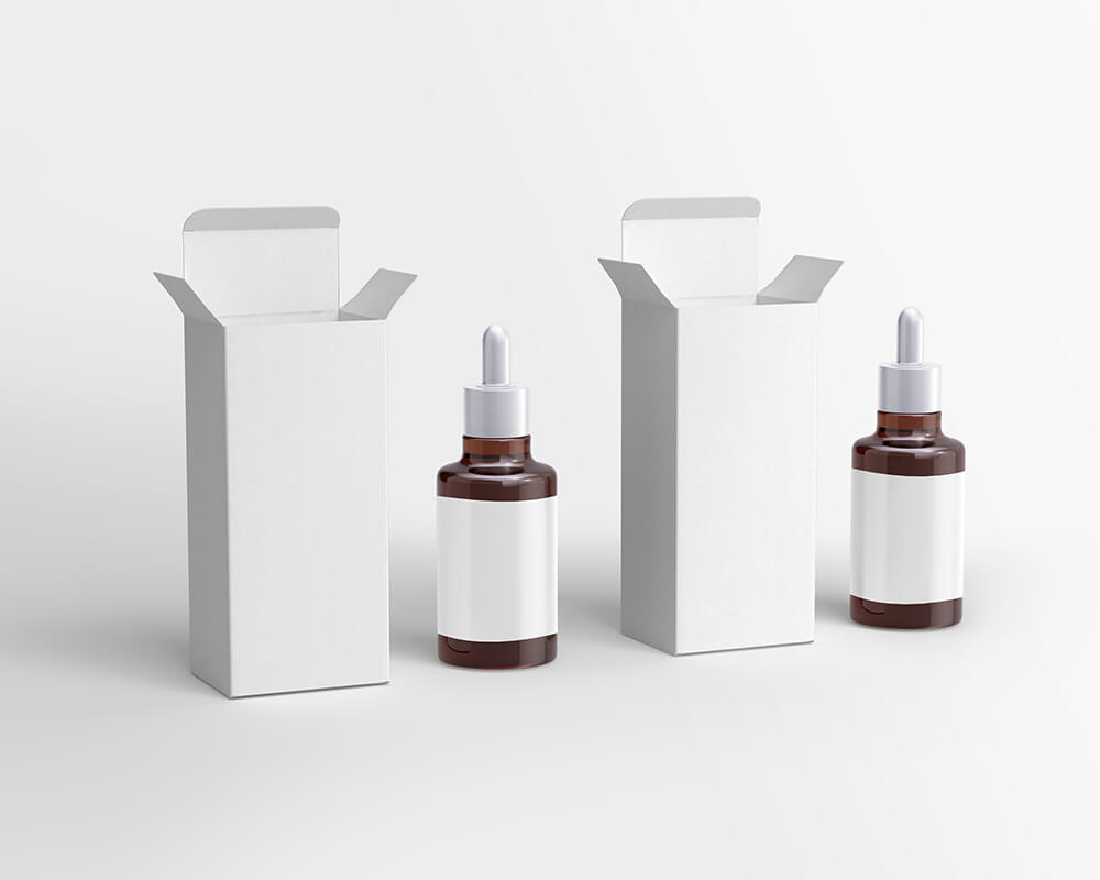 2 Dropper Bottle with Packaging Box Mockup