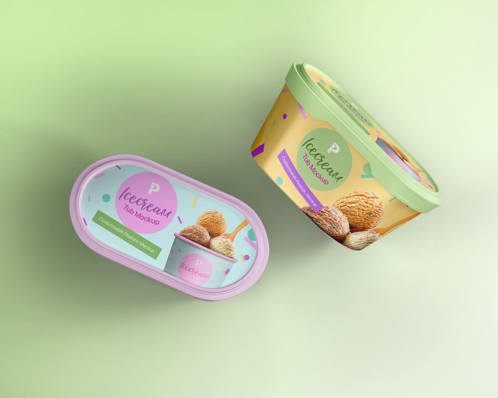 Free Ice Cream Tub Mockup