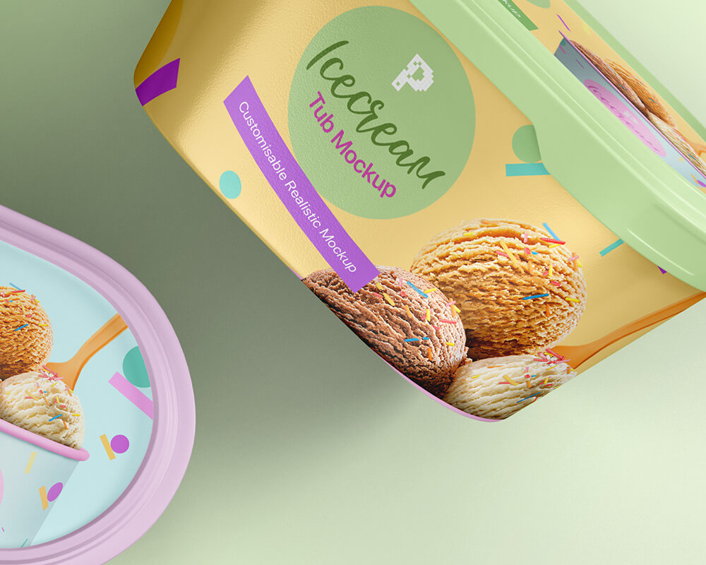 Ice Cream Tub Mockup - 8 Views Graphic by illusiongraphicdesign