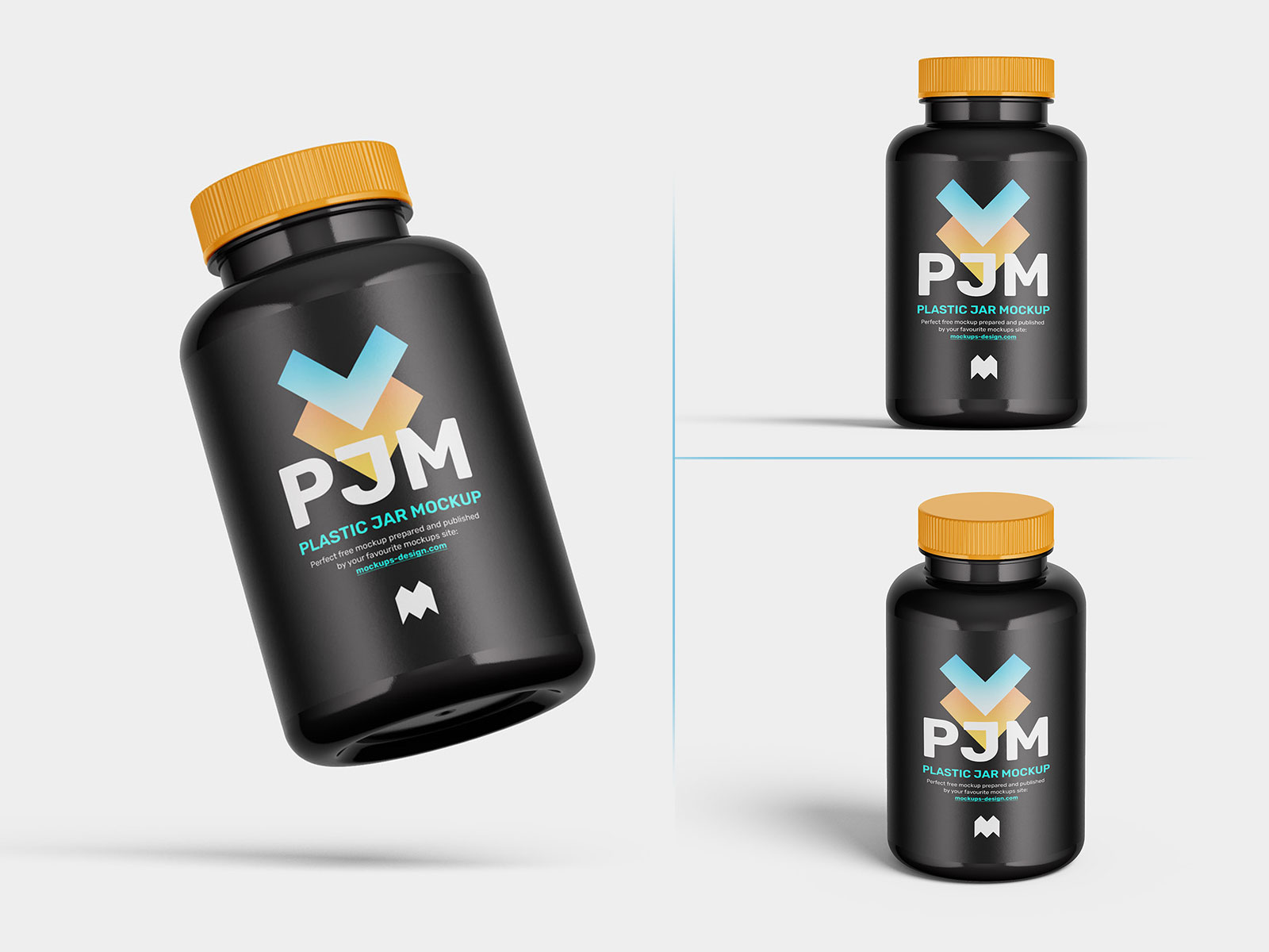 3 Free Black Plastic Jar Mockups